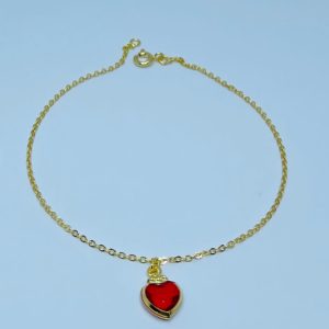 TORNOZELEIRA PEND. CORACAO SM BANHO DOURADO