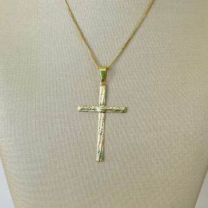 PINGENTE CRUZ COM FRIZO BANHO DOURADO