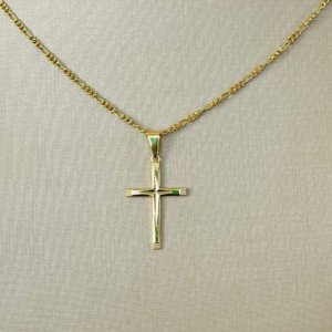 PINGENTE CRUZ 24MM CENTRO DIAM. BANHO DOURADO