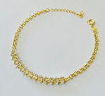 PULSEIRA ZIRC .NAVETE COM ELO PORT. BANHO DOURADO