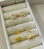 BRINCO FLOR VAZ TODA CRAV BANHO DOURADO