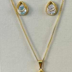 CONJUNTO GOTA COM ZIRCONIAS BANHO DOURADO