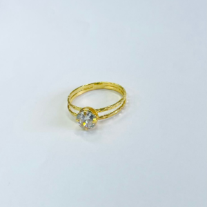 ANEL ZIRC. RED. 7MM DOIS FIOS BANHO DOURADO