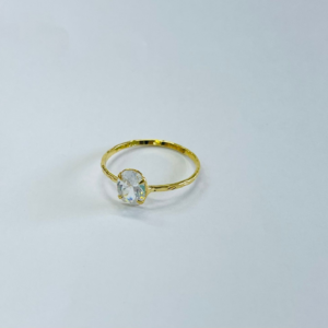 ANEL ZIRC. OVAL 6X8MM BANHO DOURADO
