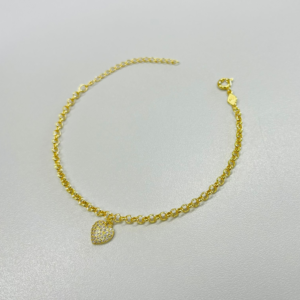 PULSEIRA PEND CORACAO CRAVEJADO BANHO DOURADO