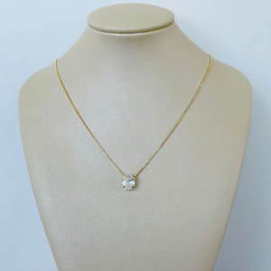 GARGANTILHA ZIRC. OVAL 10X8  BANHO DOURADO