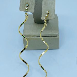 BRINCO PEND. FIO ONDULADO SM BANHO DOURADO