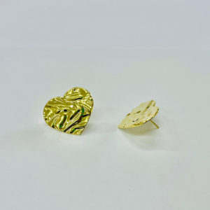 BRINCO ORGANICO CORACAO 25MM BANHO DOURADO