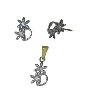 CONJUNTO DUAS ROSAS COM ZIRCONIA BRUTO