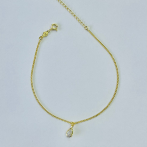 TORNOZELEIRA COM ZIRCONIA GOTA BANHO DOURADO
