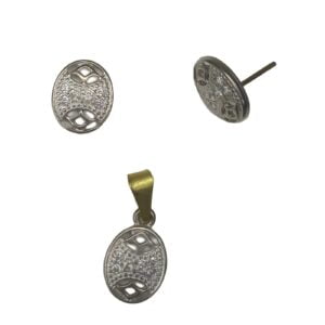 CONJUNTO OVAL CRAVEJADO BRUTO