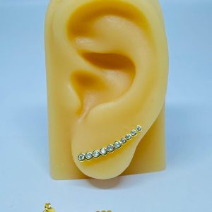 BRINCO EAR CUFF DEZ ZIRC. BANHO DOURADO