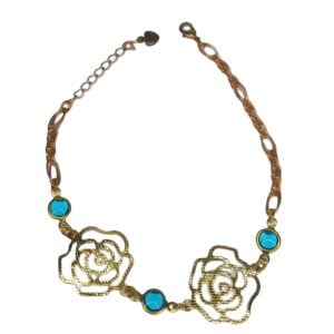 PULSEIRA DUAS ROSAS COM PEDRAS BRUTO
