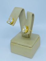 BRINCO ZIRC. OVAL 10X8 BANHO DOURADO