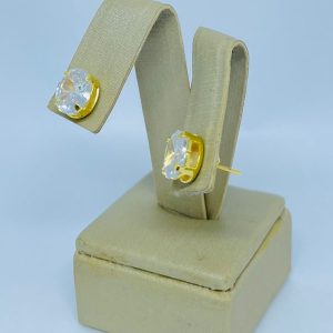 BRINCO ZIRC. OVAL 10X8 BANHO DOURADO