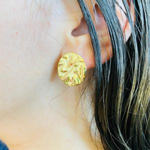 BRINCO ORGANICO 19,5MM BANHO DOURADO