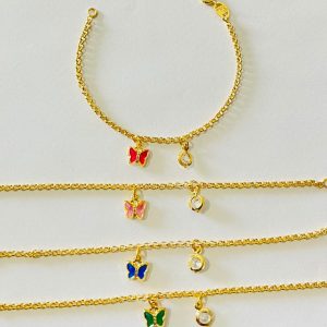 PULSEIRA INFANTIL C/ PEND.BORB. SM BANHO DOURADO