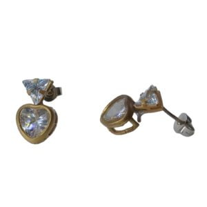 BRINCO CORACAO E TRIANGULO DE ZIRCONIA BRUTO