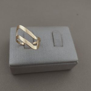 ANEL DUAS FILEIRAS LISA BANHO DOURADO