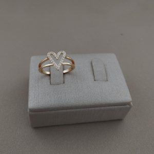 ANEL CRAV CORACAO VAZADO BANHO DOURADO