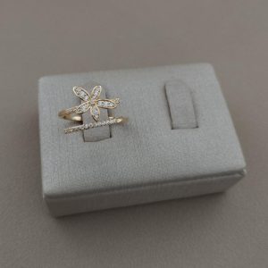 ANEL REGULAVEL FLOR CRAVEJADA BANHO DOURADO