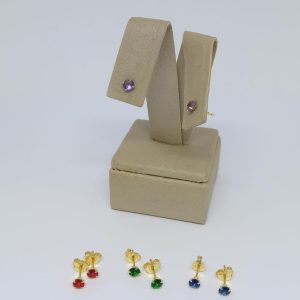 BRINCO 4MM ZIRCONIA REDONDA SM BANHO DOURADO