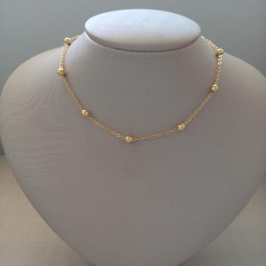 CHOKER CORRENTE BOLAS BANHO DOURADO