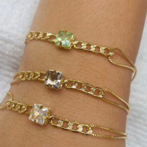 PULSEIRA ZIRC. CARRE CENTRAL  BANHO DOURADO