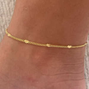 TORNOZELEIRA DE CORACOES  BANHO DOURADO