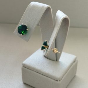 BRINCO ZIRCONIA REDONDA 8MM BANHO DOURADO