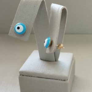 BRINCO OLHO GREGO REDONDO 8MM BANHO DOURADO