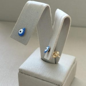 BRINCO OLHO GREGO GOTA 5X7 BANHO DOURADO