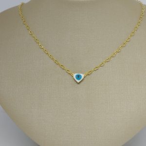 CHOKER OLHO GREGO E CORR CORACAO BANHO DOURADO