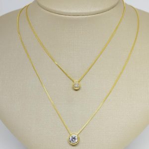 GARGANTILHA DUPLA PINGO DE LUZ BANHO DOURADO