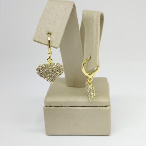 ARGOLA PEND CORACAO DE PEDRAS BANHO DOURADO