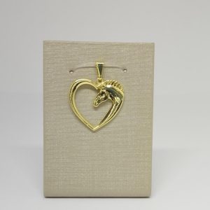 PINGENTE CORACAO CAVALO BANHO DOURADO