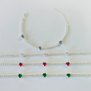 PULSEIRA ZIRC. 3 CORAÇOES BANHO PRATEADO