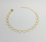 PULSEIRA CORACOES VAZ. E FRIZ. BANHO DOURADO