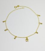 TORNOZELEIRA PEND. BOLINHAS E ESTRELABANHO DOURADO