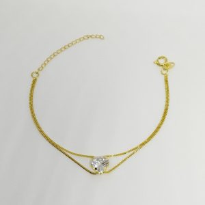 PULSEIRA UMA ZIRC CORACAO 8MM BANHO DOURADO