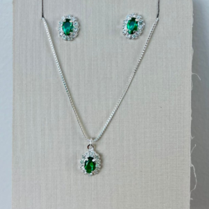 CONJUNTO COM PEDRAS BANHO PRATEADO