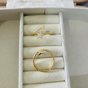 ANEL REGULAVEL ESTRELA CRAV. BANHO DOURADO