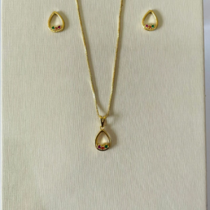 CONJUNTO GOTA E 3 PEDRAS SM BANHO DOURADO