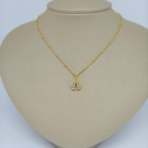 GARGANTILHA  CORR BOLAS PEN ZIRC JOANINHA  BANHO DOURADO