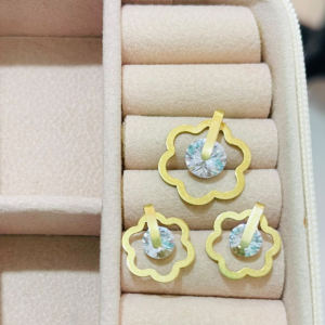 CONJUNTO FLOR VAZ CM PEDRA BRUTO