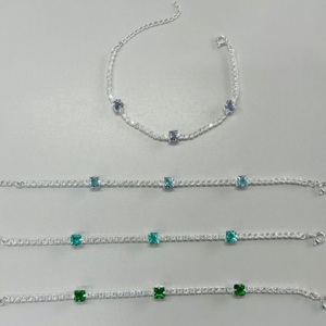 PULSEIRA ZIRC QUAD. 5MM BANHO PRATEADO