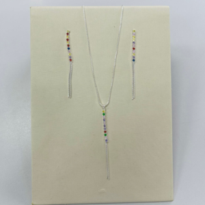 CONJUNTO CORRENTE GRAVATA C/ ZIRCONIA BANHO PRATEADO