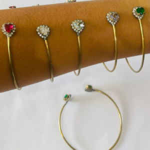 BRACELETE 2 CORACOES CRAVEJADOS BRUTO