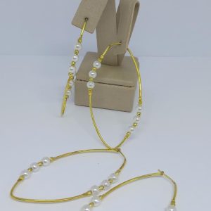 ARGOLA LONGA COM PEROLAS BRUTO