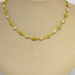 CHOKER PEROLA E BOLA CRAQUELADA BRUTO